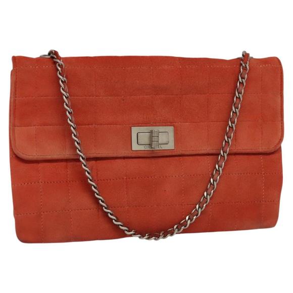 Chanel Chocolate bar Red Suede shoulder - Picture 1 of 10